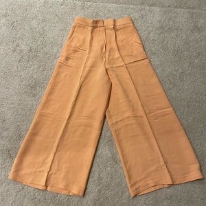 MASSIMO DUTTI wide leg coral high waisted cropped  trousers pants size 2